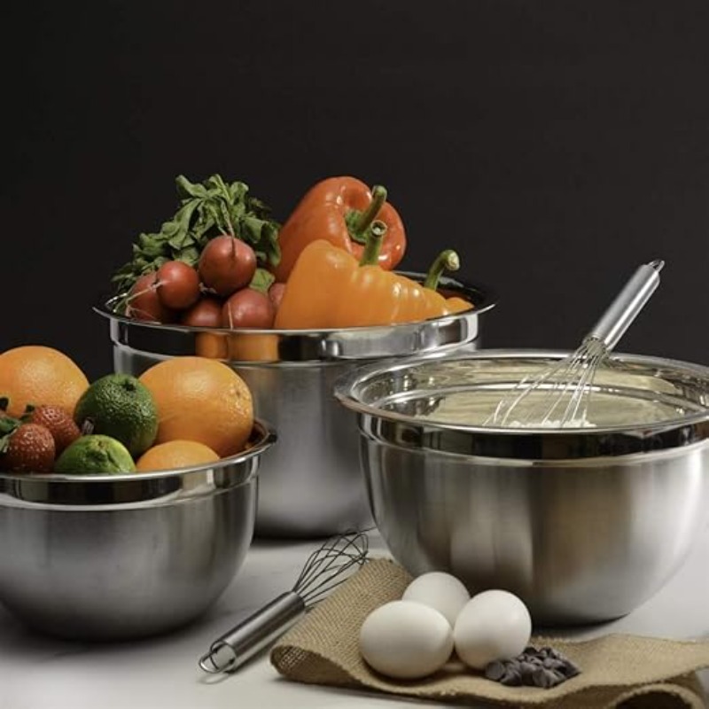 Bread Baking Kitchen Utensils - Stainless Steel Salad Bowl Anti-Scald Food