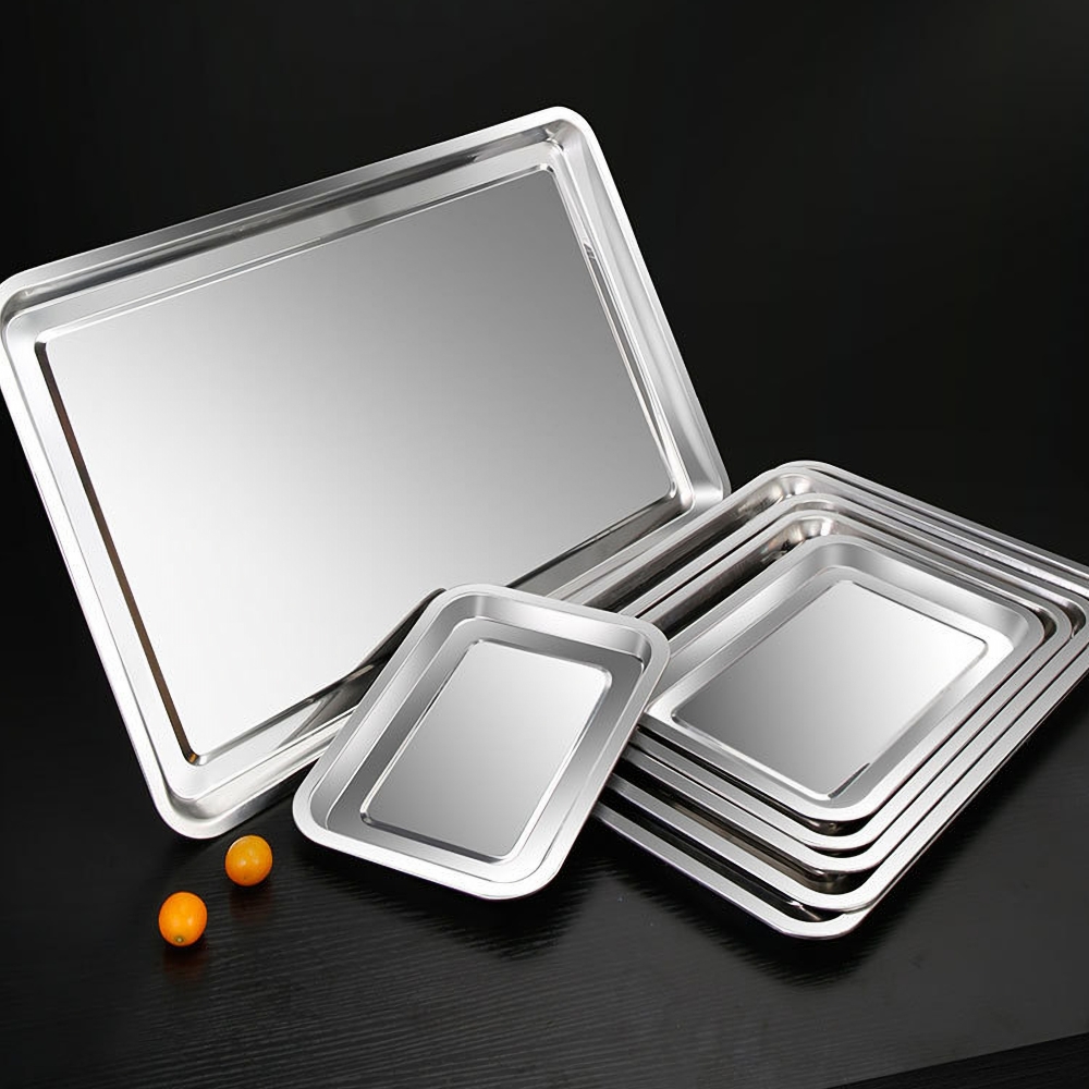 Kitchen Baking Pan Storage - 1PCS Stainless Steel Food Trays Rectangle