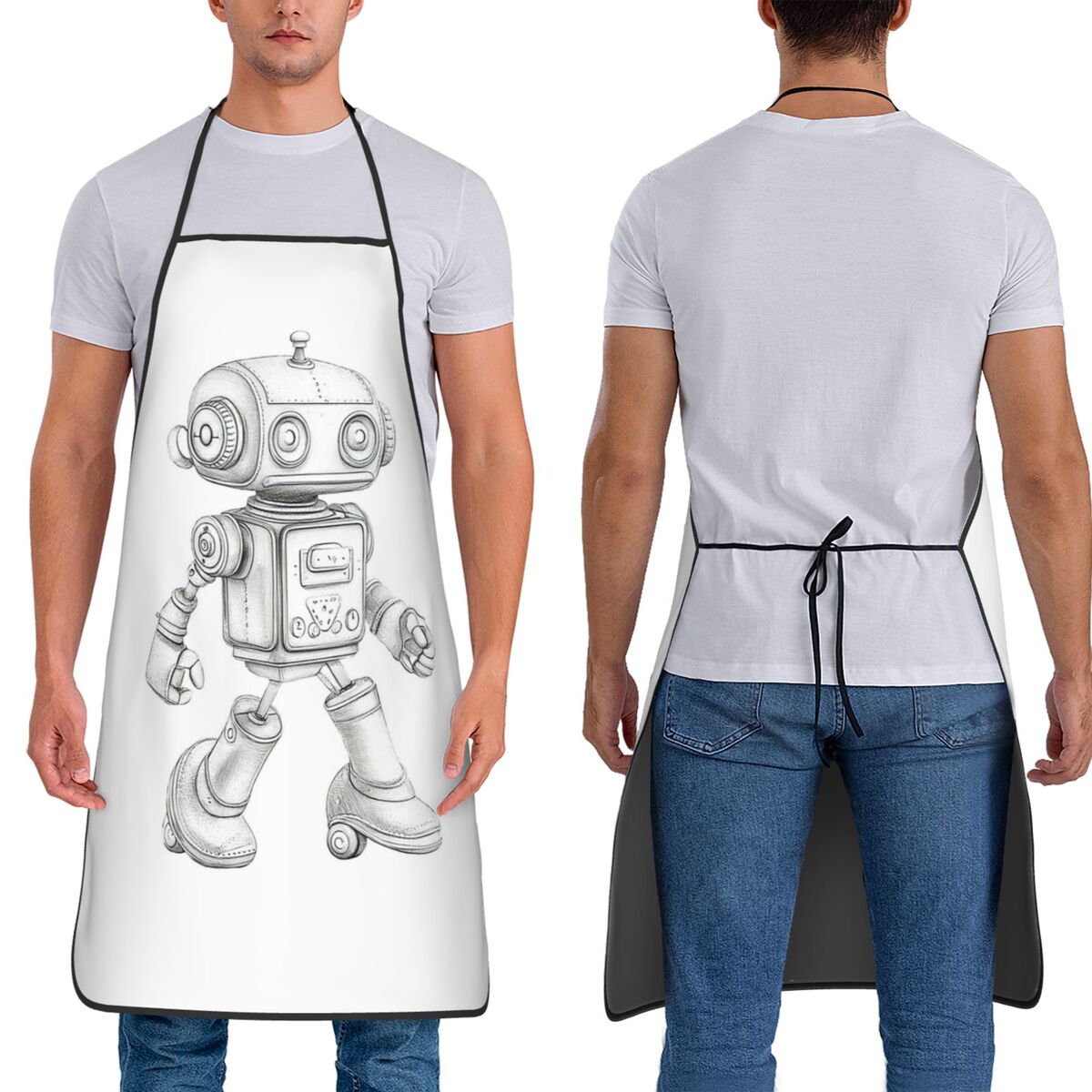 Kitchen Robot Baking - Retro Sketch Robot With Mechanical Charm