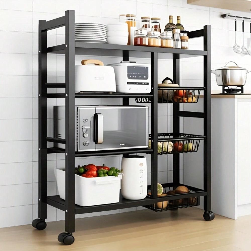 Movable Kitchen Storage Rack W - Kitchen Baking Pantry ulasan dan harga