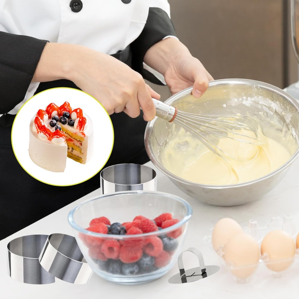 2 Pieces Round Cake Ring Molds - Kitchen Baking Items ulasan dan harga