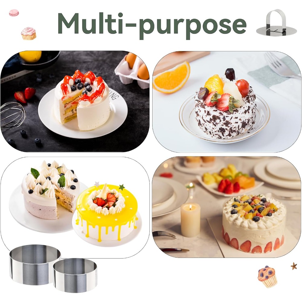 2 Pieces Round Cake Ring Molds - Kitchen Baking Items ulasan dan harga