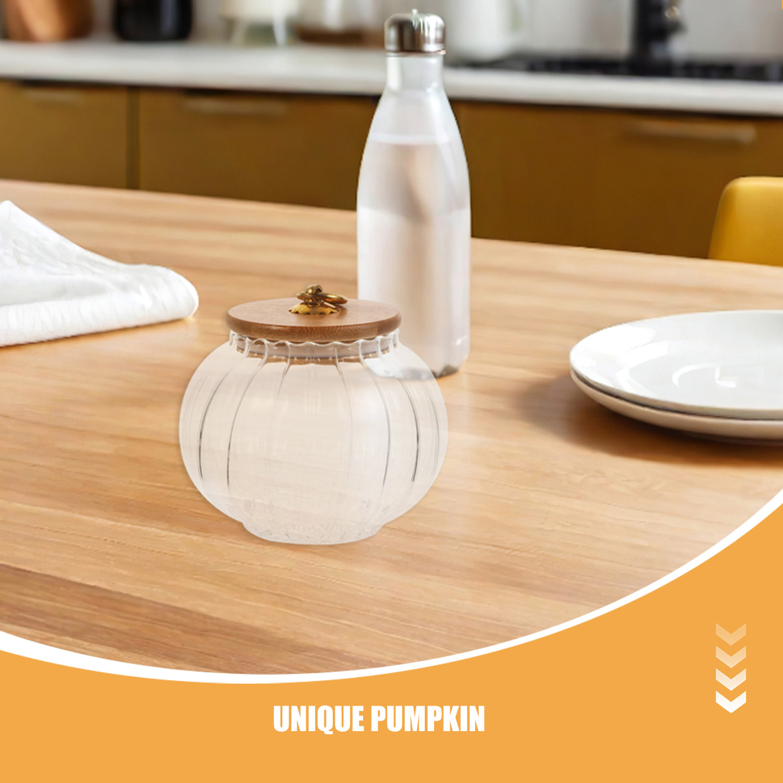 2Pcs Clear Pumpkin Glass Jar 8 - Kitchen Baking Pantry ulasan dan harga
