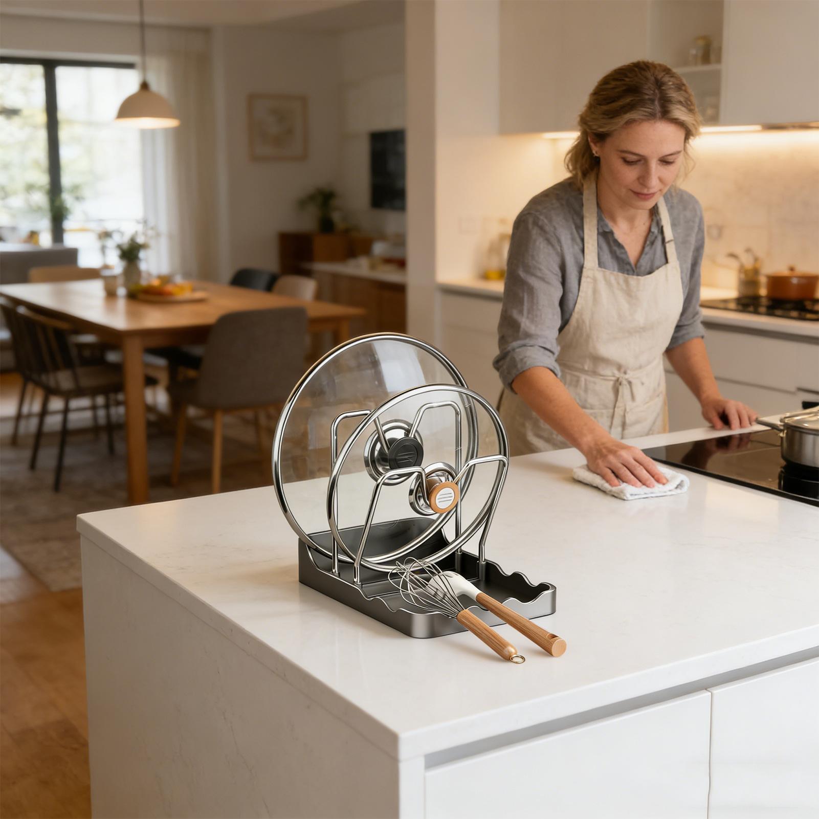 Pot Cover Holder Rack Vertical - Kitchen Baking Pantry ulasan dan harga