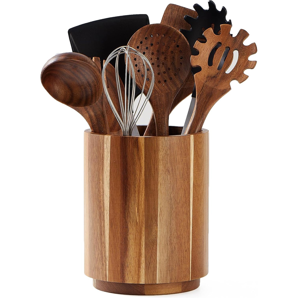 Acacia Wood Utensil Holder for - Kitchen Utensils ulasan dan harga